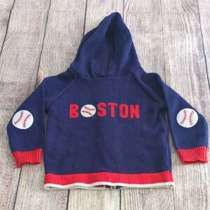 Funkoos Baby Boston baseball Hoodie - Navy and Red 18-24 Months